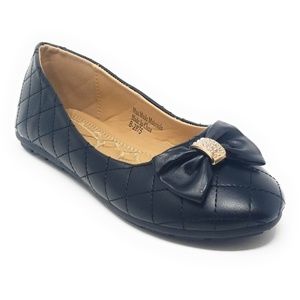 Women's Ballet Bow Buckle Flats, B-2875, Black